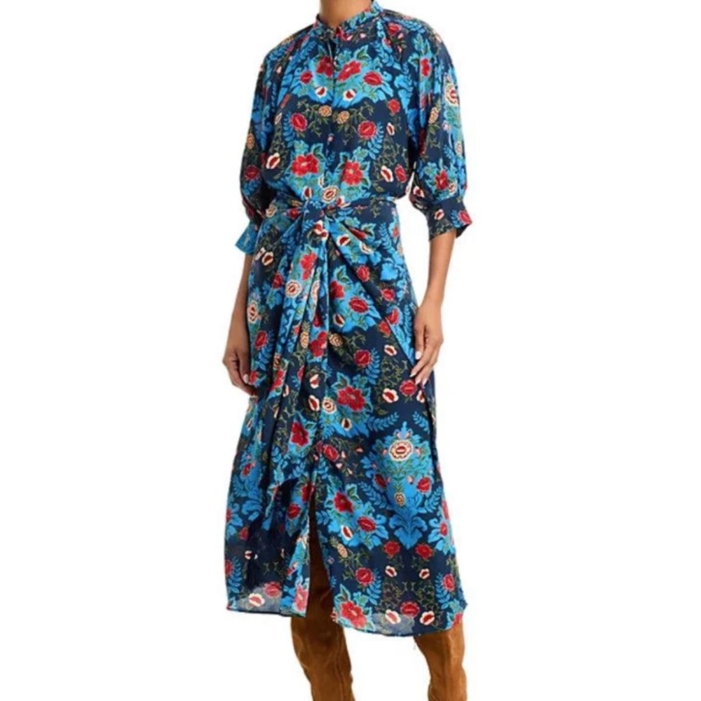 NWT 💙 FARM RIO Arabesque Floral Print Midi Dress